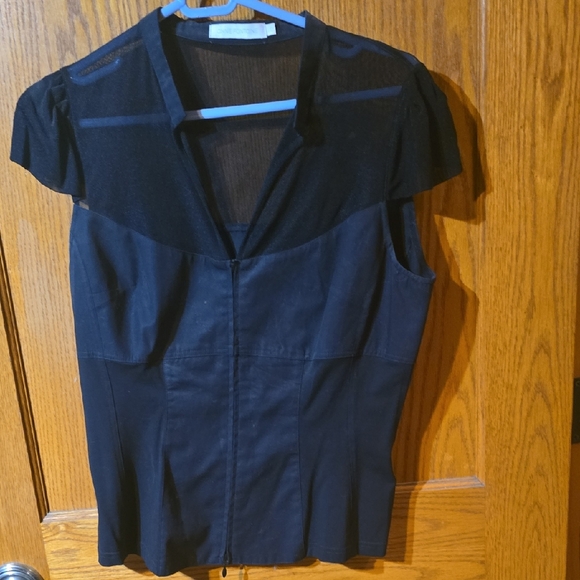 Anne Fontaine Black Sheer Panel Blouse - Picture 1 of 4